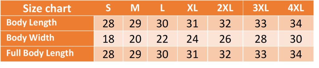 Shirt Size Chart